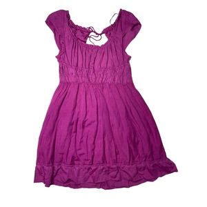 Anthropologie Women's Short Sleeve Midi Dress With Cutout Back, Purple, Sz L,NWT